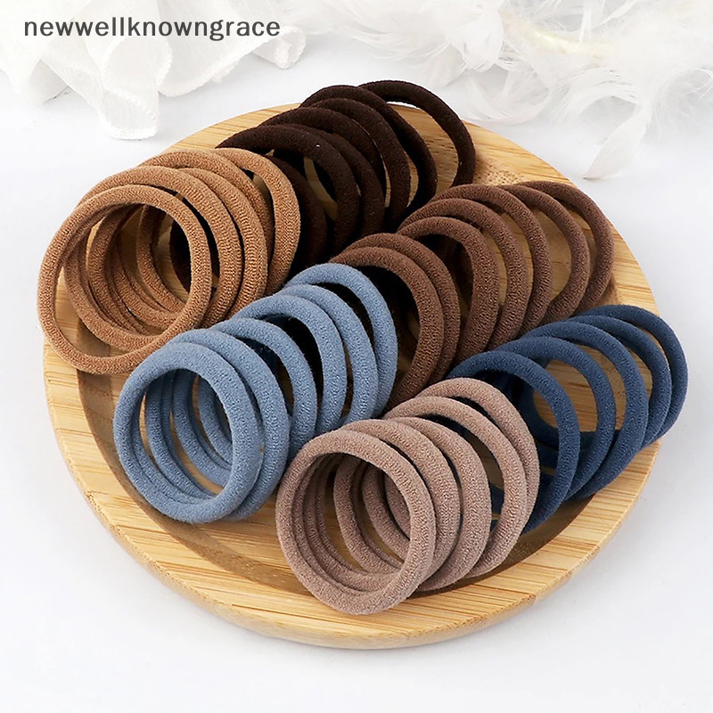ใหม่wellknowngrace 50ชิ้น/เซ็ตหญิงสาวพื้นฐานผมวง4เซนติเมตรสีทึบยืดหยุ่นผมเชือกผูกอุปกรณ์ผมผู้ถือผมหางม้า ไทย