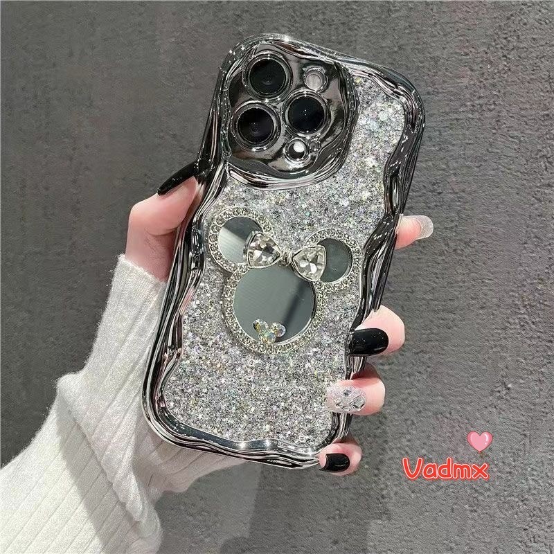 Mickey mirror Glitterเคสโทรศัพท์สําหรับVivo V40 V30 V29 Pro V27E V27 V25 V23 Pro V23E V21 V21S 5G V20 Pro Y16 Y02S Y73S S1 Y7S Soft Upกระจกซิลิโคนฝาครอบ