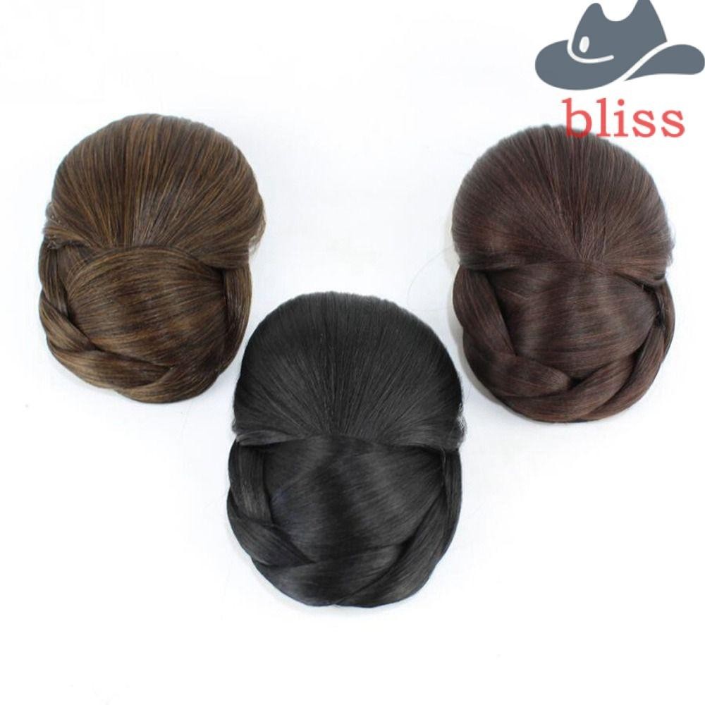 Bliss มวยผมปลอมคุณภาพสูงสีดําผู้หญิงอุปกรณ์เสริมผมสังเคราะห์ต่อผมสาวตรงเจ้าสาว Hairpiece