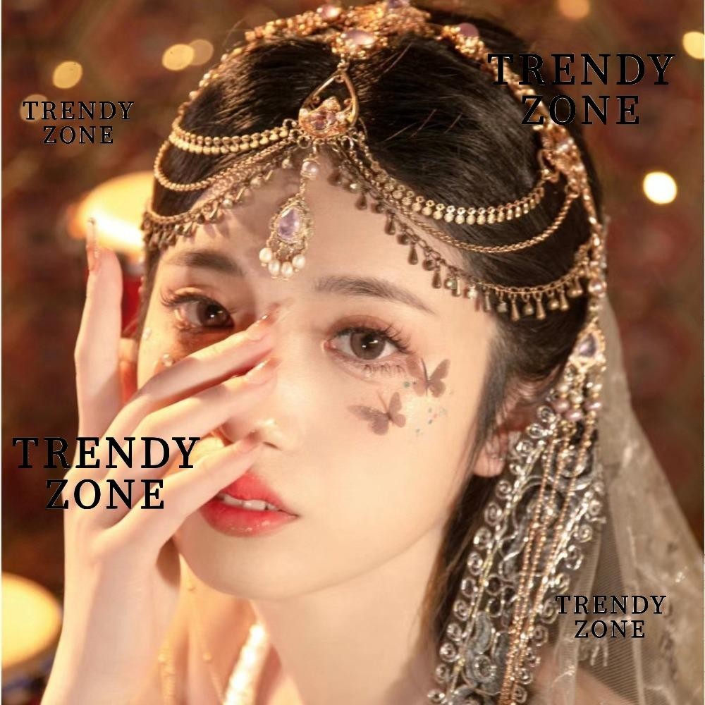 Trendyzone หัวโซ่, พู่คริสตัลสีม่วงโอปอลที่คาดผมงานแต่งงาน, แฟชั่นงานแต่งงานแบบสบาย ๆ ผู้หญิงอุปกรณ์เสริมผม