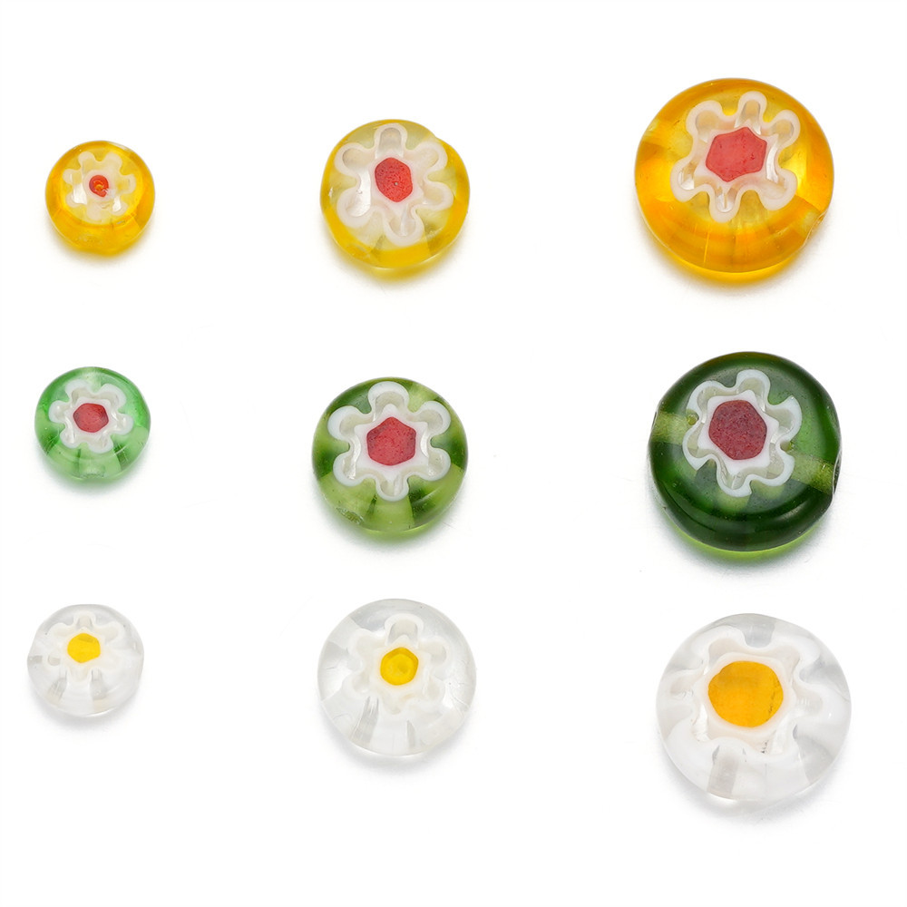 St. kunkka 6-10 มม.ลูกปัดดอกไม้แก้ว 10-64 ชิ้น Retro รูปแบบลูกปัดรอบสําหรับ DIY สร้อยข้อมือสร้อยคอทํา - รูปที่ 3