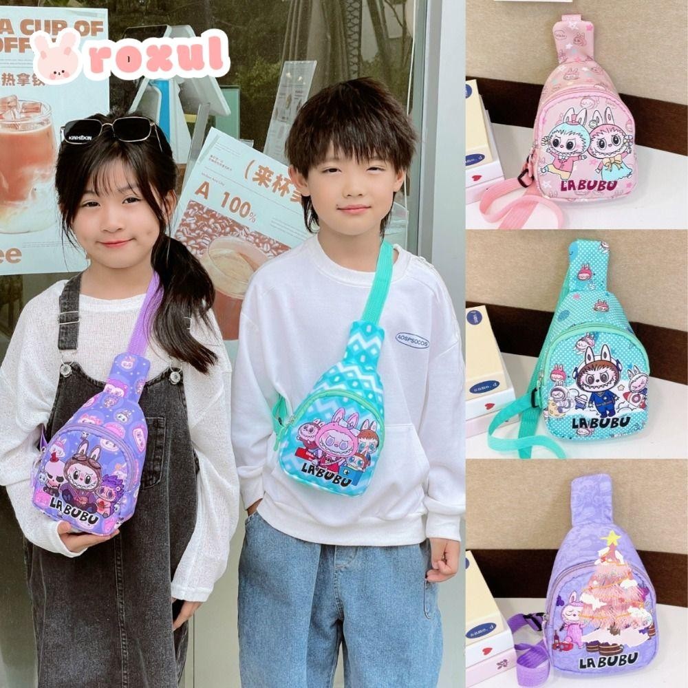 Roxul Crossbody Bag, สายสะพายไหล่ปรับได้ Pink Labubu Chest Bag, Cartoon POP MART Backpack Gift