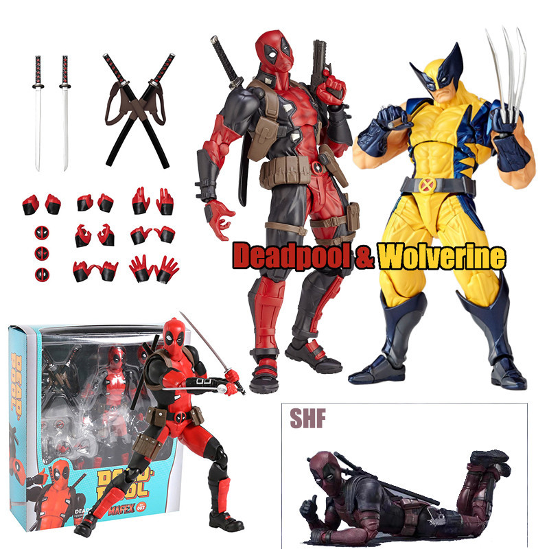 Marvel X MAN Deadpool 3 Action Figure Mafex 082 Deadpool และ Wolverine Amazing Yamaguchi Revoltech ของเล่นตกแต่งของขวัญ