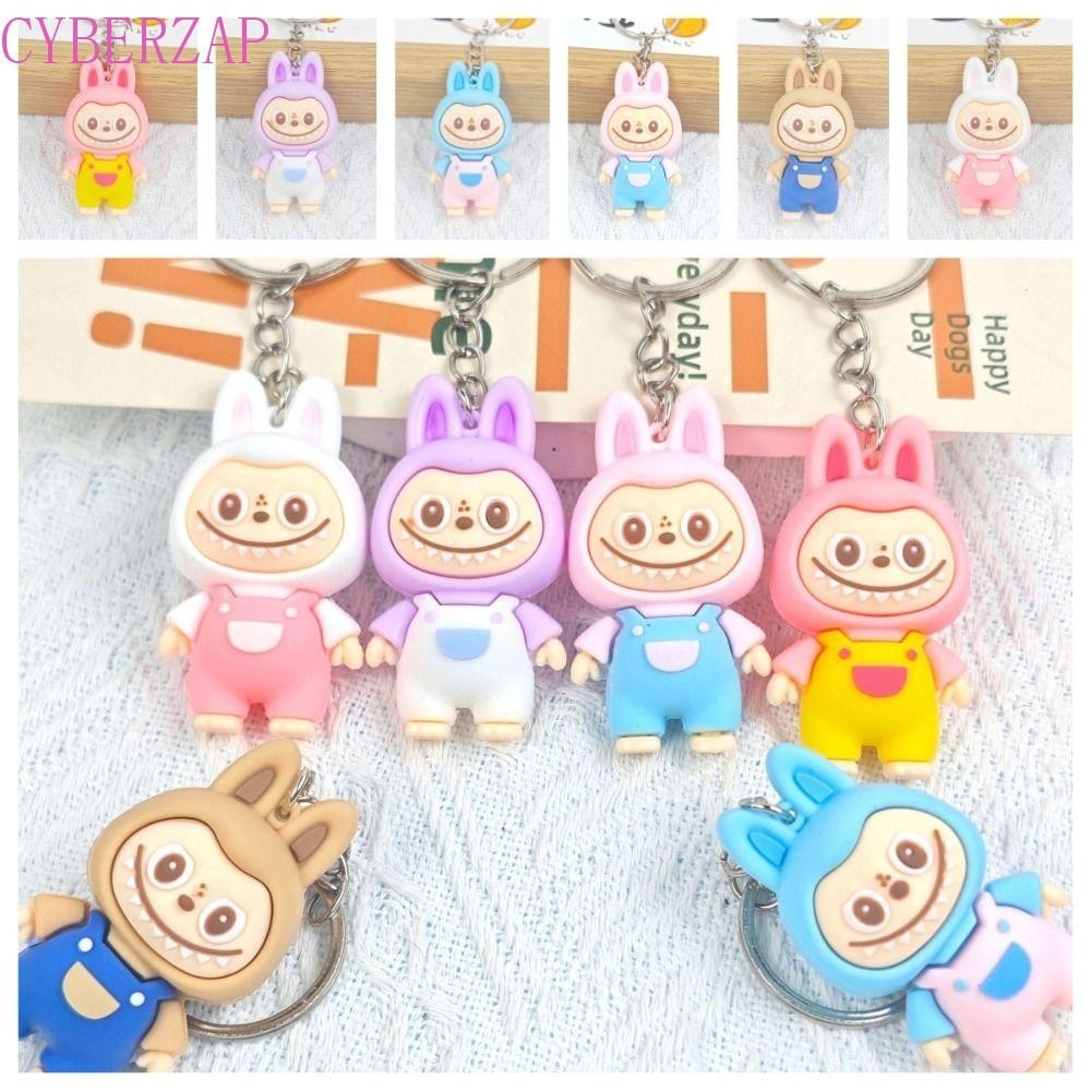Cyberzap Labubu พวงกุญแจ, กระเป๋าเป้สะพายหลัง Charms การ์ตูน Labubu พวงกุญแจตุ๊กตา, หวาน Creative Mini ตลก PVC Labubu จี้เด็ก