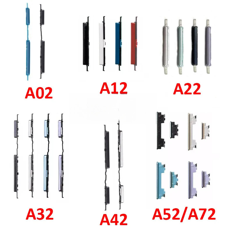 สําหรับ Samsung Galaxy A02 A12 A22 A32 A42 A52 A72 5G โทรศัพท์ปุ่มปรับระดับเสียงใหม่ภายนอกปิดด้านข้างอะไหล่กุญแจ