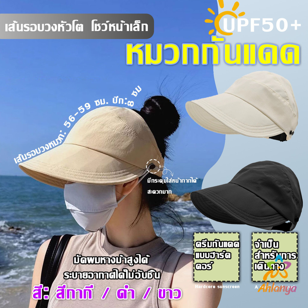Ahlanya หมวกกันแดดผู้หญิงพับได้ ปรับขนาดได้ สวมใส่ง่าย หมวกกันแดดปีกกว้าง Sun hat