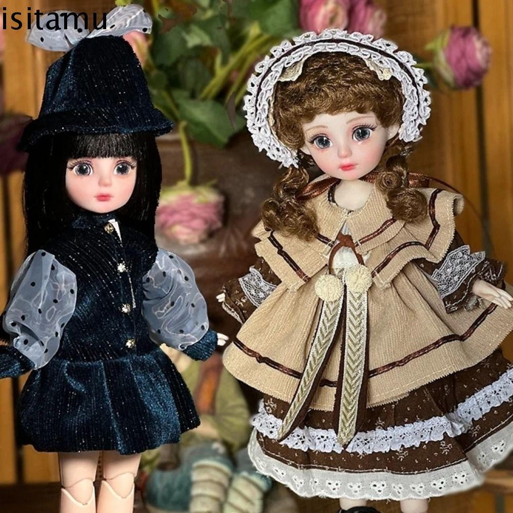 Isitaft 1 ชุดชุดเจ้าหญิงตุ๊กตา Bjd ดึงดูดตา 1/6 SD 30 ซม.ตุ๊กตา Bjd พร้อมเสื้อผ้า, ตุ๊กตาเด็กข้อต่อผมยาวอะนิเมะเจ้าหญิงแต่งหน้า Ball ตุ๊กตาข้อต่อของขวัญสาว