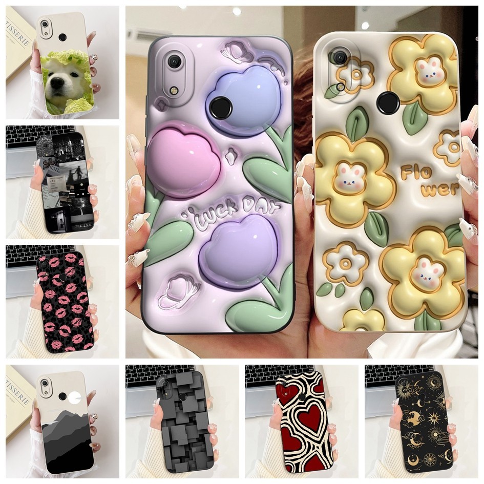 สําหรับ Huawei Y6 2019 ปลอก MRD-LX1 MRD-LX3 นุ่มแฟชั่นดอกไม้ซิลิโคนกันกระแทกกันชนสําหรับ Huawei Y6s Y6 Prime 2019 กรณี