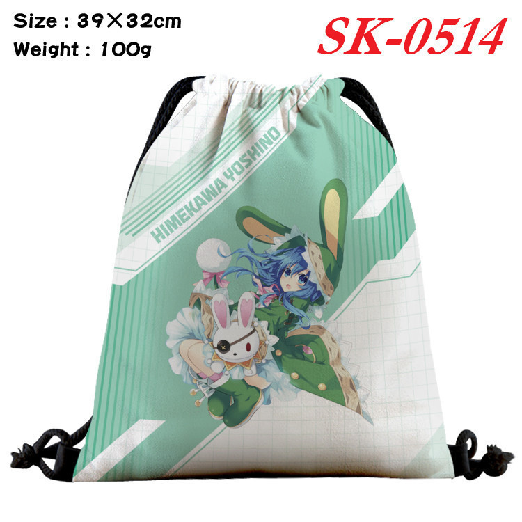 Date A LIVE เจ้าหญิงการ์ตูนผ้าใบสีเด็ก Drawstring กระเป๋านักเรียน Drawstring กระเป๋าช้อปปิ้งของขวัญ