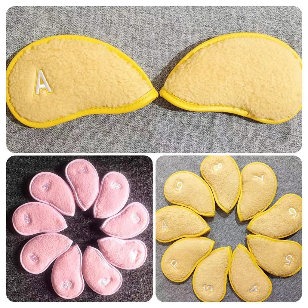 ฝาครอบเหล็กกอล์ฟ Furry Club Cover Club Head ฝาครอบป้องกันพร้อม Velcro Cap Cover Head Cover GT2421 IW