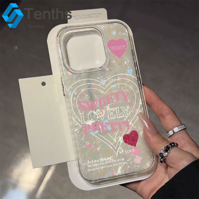 For IPhone 8 7 Plus 16 11 1213 15 14 Pro Max X XR Xs Max ข้อความรักที่เรียบง่าย เคสมือถือ กรณีโทรศัพท์ลายเชลล์