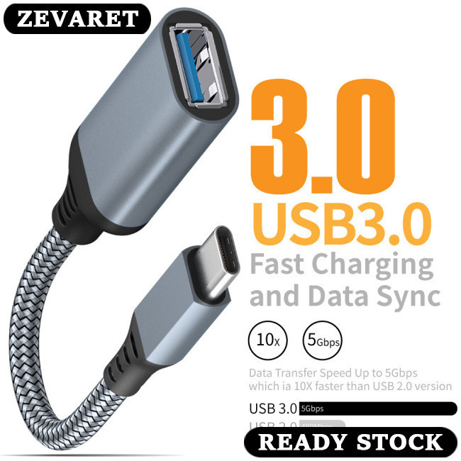 Zevaret OTG Data Cable Type-c To Usb3.0 Adapter Cable โทรศัพท์มือถือแท็บเล็ตพีซีสายต่อรถสายอะแดปเตอร์