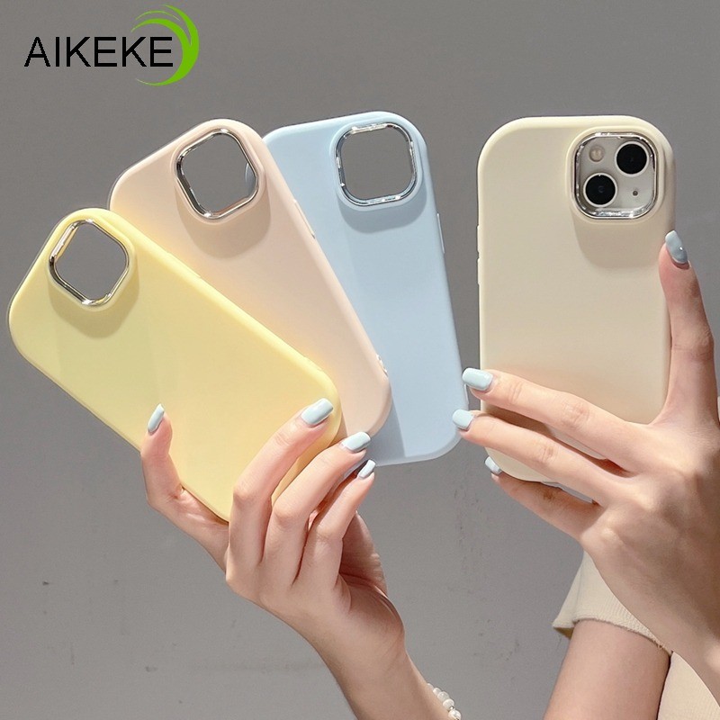 สําหรับ OPPO A79 5G A54 A60 F21 Pro A38 A18 A58 4G F9 Pro A1K A7 2018 ฝาครอบ Macaron สาวกล้องกันชนนุ่ม Liquid พร้อมถุงลมนิรภัยกันกระแทกเคสโทรศัพท์
