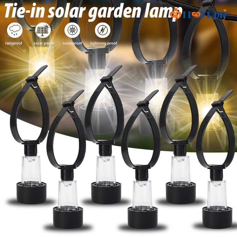 2 ชิ้น/เซ็ตไฟถนนพลังงานแสงอาทิตย์กันน้ํา - โคมไฟรั้ว LED พร้อมผูก - ไฟกลางคืนตกแต่งสวนกลางแจ้ง