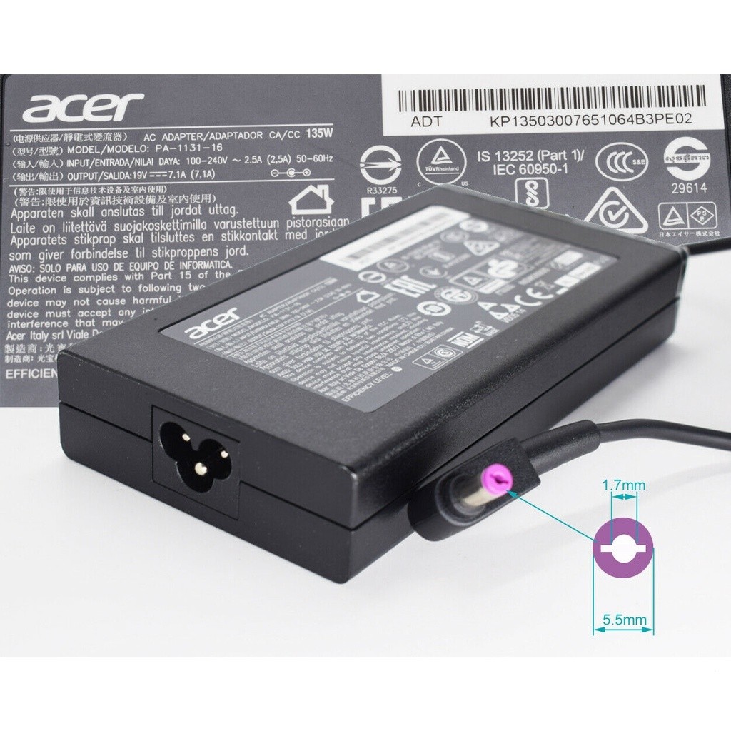 Acer Nitro 5 AN515-44-R5FT 19v 7.1a 5.5*1.7 มม.อะแดปเตอร์ 135W power supply charger vx5