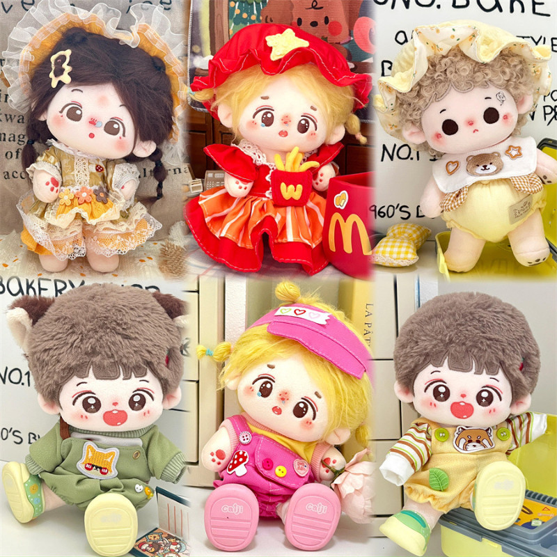 ตุ๊กตาผ้าฝ้ายขนาด 20 ซม. ด้านบนและชุดหลวมตุ๊กตาชุดลําลองแต่งตัว