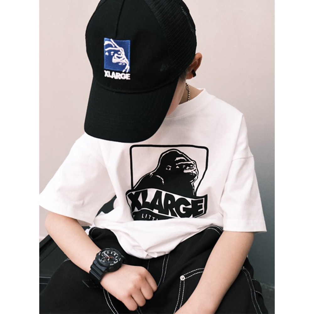 (จัดส่งตลอด 24 ชั่วโมง)เสื้อยืดคอกลม แขนสั้น ผ้าฝ้าย ทรงหลวม สไตล์เกาหลี สําหรับเด็กผู้ชาย อายุ 3-12 ปี