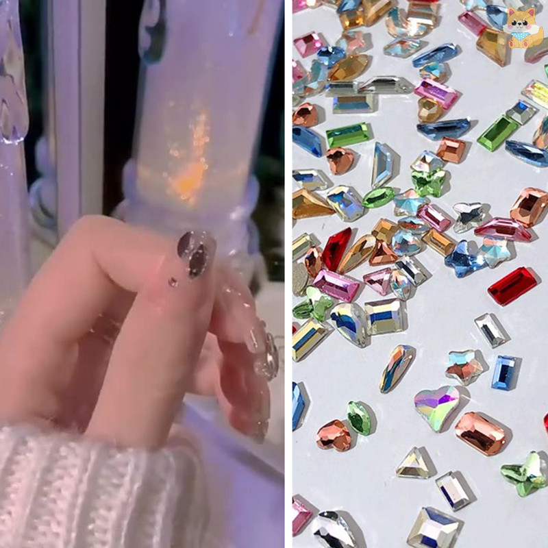 [VI] 100 ชิ้น Mini 3D คริสตัล Rhinestones เงา Horse Eye คริสตัลเพชรชี้ด้านล่างตกแต่งเล็บผสมรูปร่างเล็บ TH