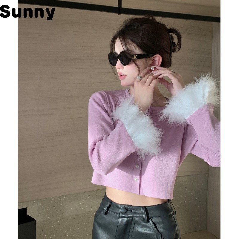 Sunny This Year's Popular Rich Gold Coat Women's Autumn and Winter New Furry Design Cuff Coat Unique Chic Top