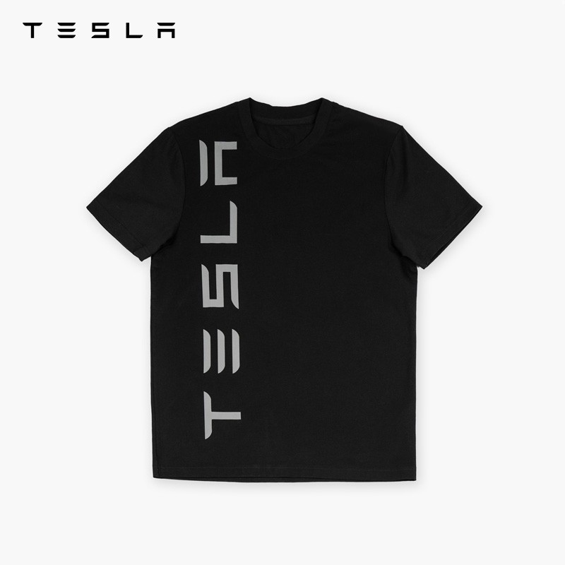 โลโก้ tesla/tesla tesla เสื้อยืดแขนสั้น Soft Fit สบายผู้ชาย Top