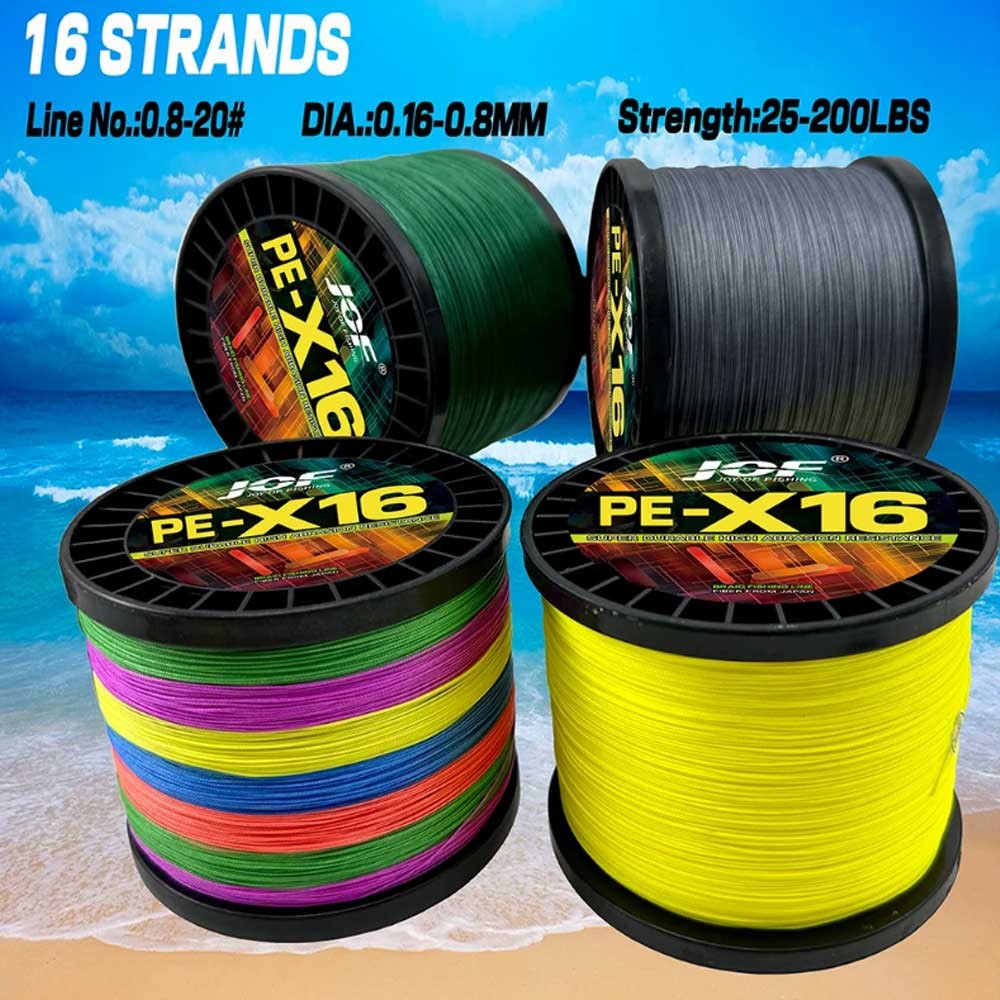 Jof ญี่ปุ่น16X สายการประมงถัก300/100เมตร16เส้นทนต่อการสึกหรอ11.3-91KGS M ultifilament PE สายสำหรับปลาคาร์พปลาคาร์พตกปลาลวด