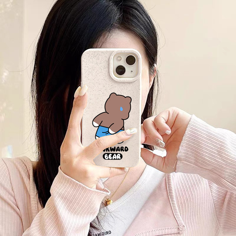 case ขั้นสูง กรณีโทรศัพท์อ่อน ป้องกันการชนกัน เคสiphone 14 11 7 8 Plus 15 XR XS X 13 12 14Pro Max การ์ตูนหมี