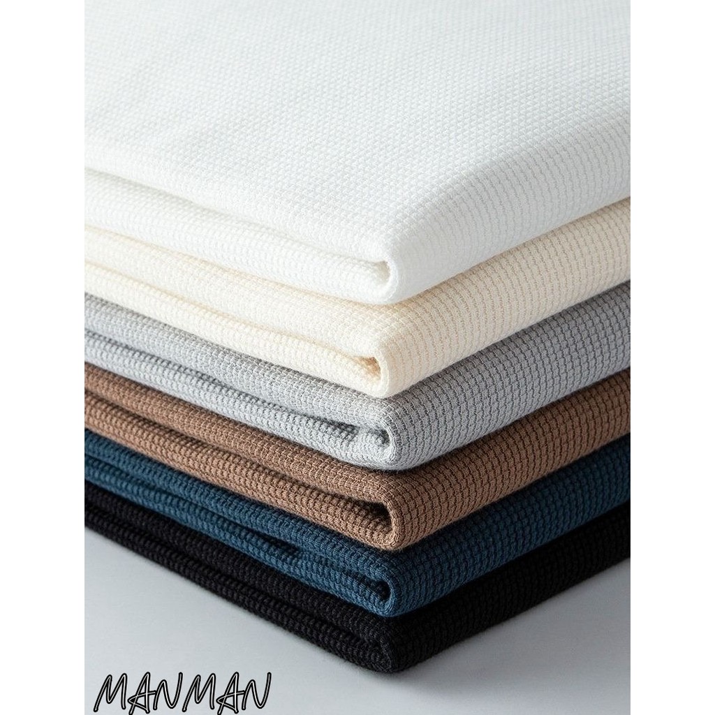 MANMAN แขนยาวผู้ชาย วาฟเฟิล เสื้อคอกลม ชุดคู่รัก แบบหลวม แมทช์ลุคง่าย ราคา ถูกที่สุด ดีลบีเคเค แกลเลอรีภาพที่ 7
