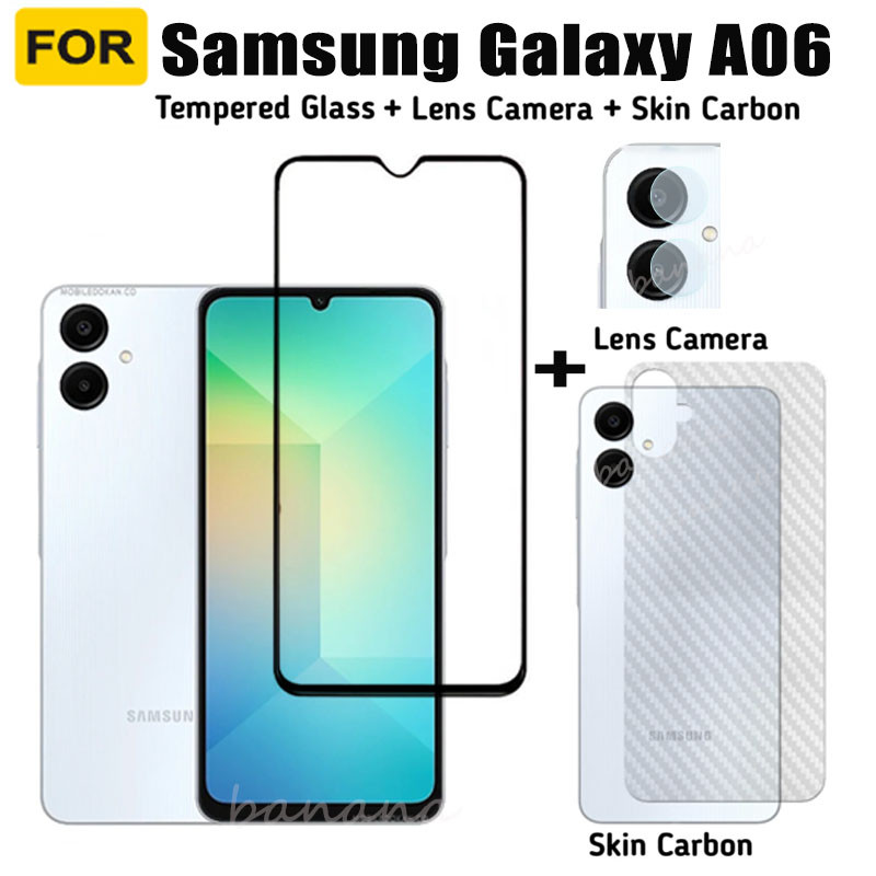 สําหรับ Samsung Galaxy A06 กระจกนิรภัย A 06 A0 6 ป้องกันหน้าจอเลนส์กล้อง + ฟิล์มด้านหลัง