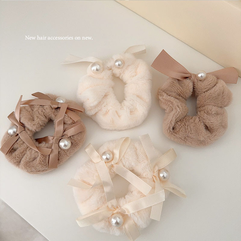 สไตล์เกาหลีตุ๊กตามุกโบว์ผมแหวนหญิงอินเชือกผมหวาน