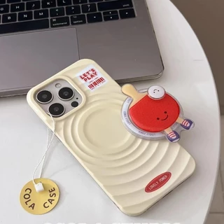 Creative Badminton Table Tennis ขาตั้งแม่เหล็กเคสโทรศัพท์สําหรับ iPhone15 14 13 12 11 Pro Max ปลอกกันกระแทกป้องกันกล้องซิลิโคนอ่อนนุ่มฝาหลัง