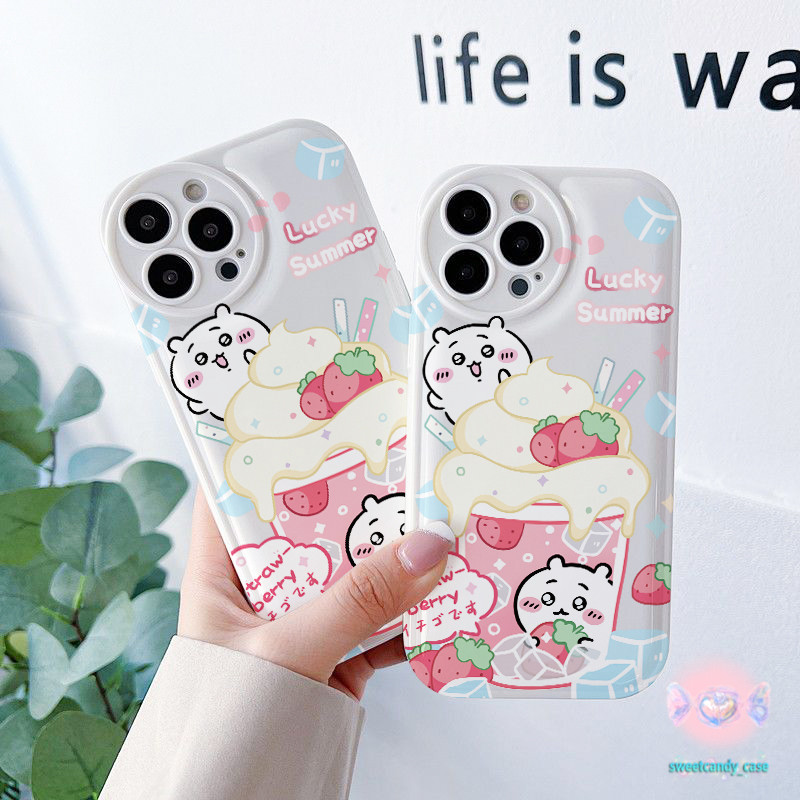(จัดส่งภายในประเทศ) สำหรับ iPhone11 13 12 14Pro Max X XS XR MAX 7 8 14 Plus SE2020 การ์ตูนChiikawaชอบกินไอศกรีม เคสไอโฟน