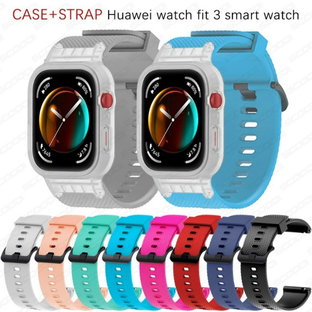 สายนาฬิกาพร้อมเคส สําหรับ Huawei Watch fit 3 Smart Watch Band +Cover สายรัดข้อมือทดแทน