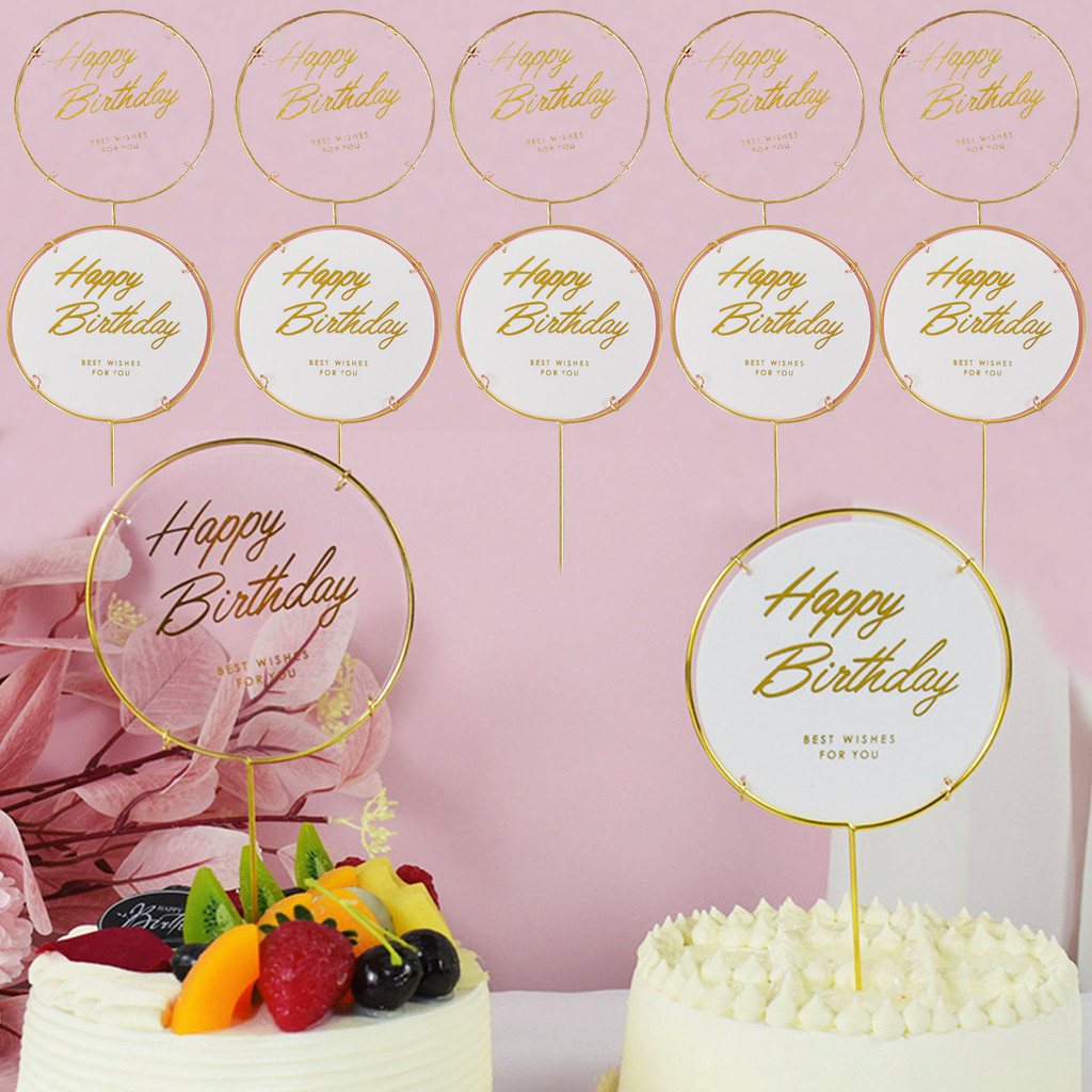 1 ~ 5ชิ้นสุขสันต์วันเกิดตกแต่งสีขาวโปร่งใสคริลิคเค้ก ที บน สําหรับพรรคเค้กตกแต่งเจ้าหญิงสาวแต่งงานขนมเค้ก