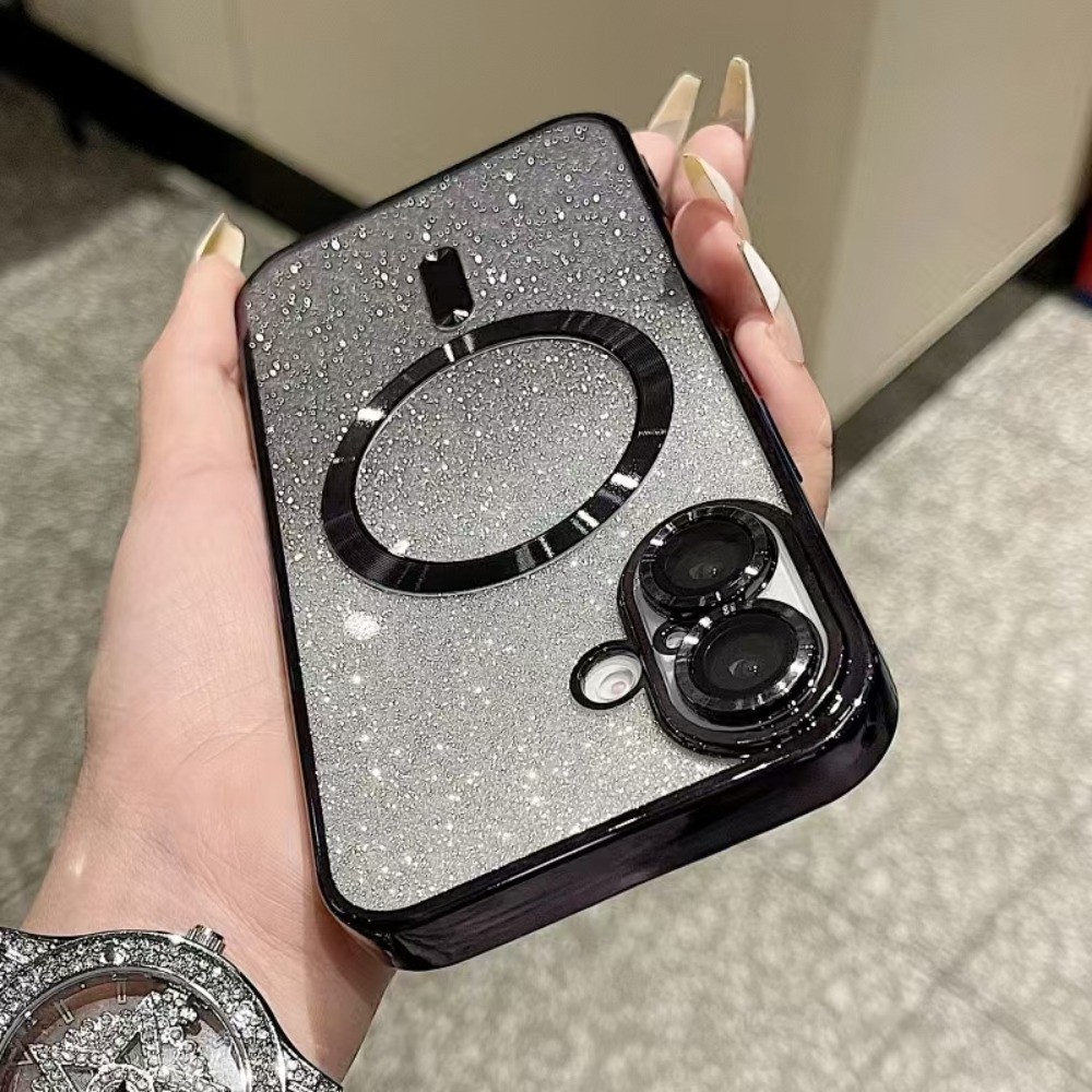 เปลือกแม่เหล็กโลหะ iPhone 16 Pro Max 15 14 13 12 11 Pro Max 14Plus 15Plus เคลือบหรูหรา TPU กันกระแทกกล่องป้องกันแบบนุ่ม