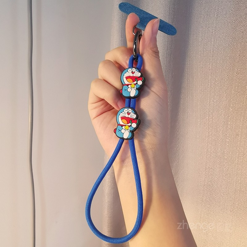 น่ารักโดราเอมอนสายรัดข้อมือสายคล้องโทรศัพท์มือถือโทรศัพท์มือถือเชือกเส้นเล็กสั้นป้องกันการสูญหายเชือก