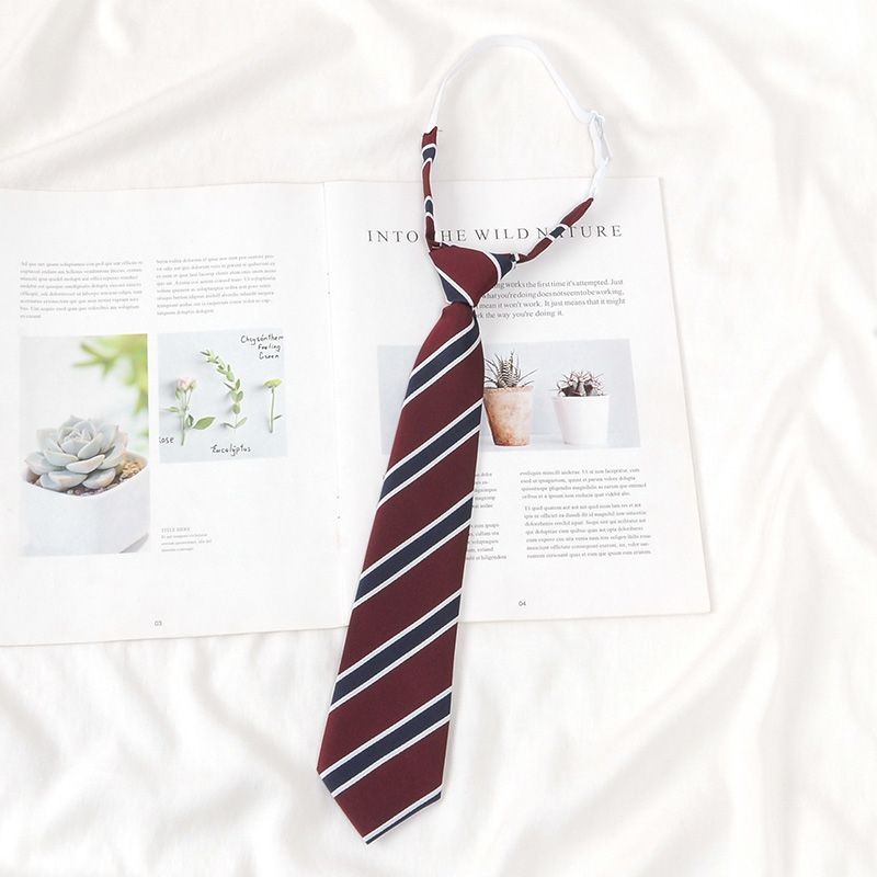 Blue Tie Boys Lazy Knot-Free นักเรียน Preppy สไตล์อุปกรณ์เสริมลายไวน์แดงขนาดเล็ก Tie ญี่ปุ่นสั้นขนาดเล็ก Tie - รูปที่ 6