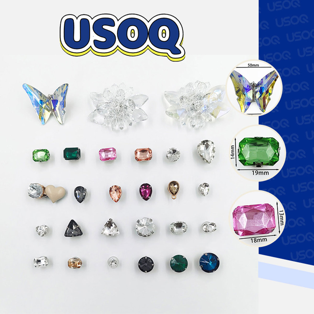 Usoq Jibbitz Crocs การ์ตูน rhinestone ถ้ํารองเท้าหัวเข็มขัด DIY อุปกรณ์เสริม Crocs Charm Jibbitz ปุ่ม