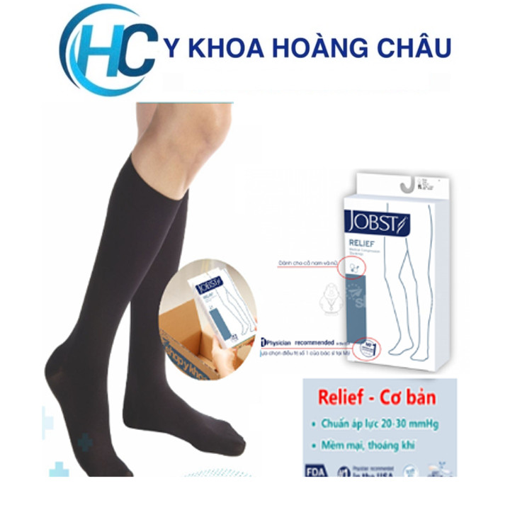 [GENUINE]JOBST Relief ถุงเท้าเข่าทางการแพทย์ - Basic สีดํา ปิดนิ้วเท้า 20-30mmHg เส้นเลือดขอด (ถุงเท