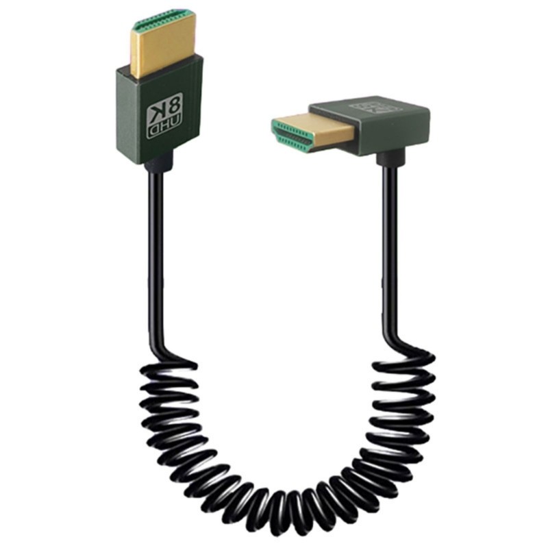 seve* 8k Short HDMI เข้ากันได้กับสายขดที่รองรับ HDMI 48Gbps ความเร็วที่รวดเร็วชายกับชาย 8K HDMI เข้ากันได้กับ 2 1 Supp
