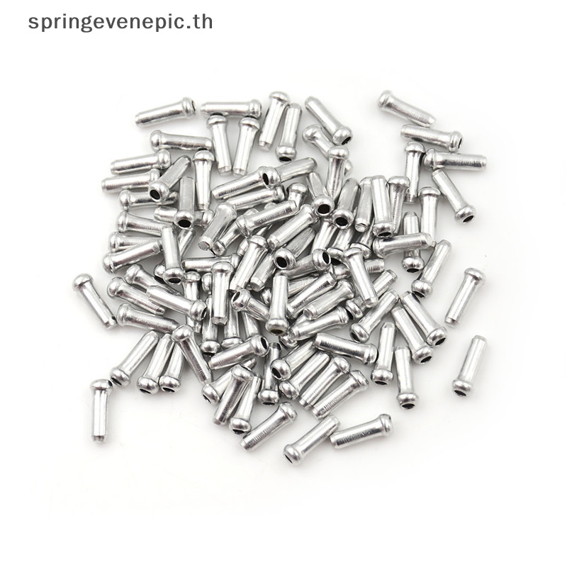 Springevenepic 100pcs Silver Aluminium Bicycle Brake Shifter Inner Cable Tip Wire End Caps Crimp ใหม่