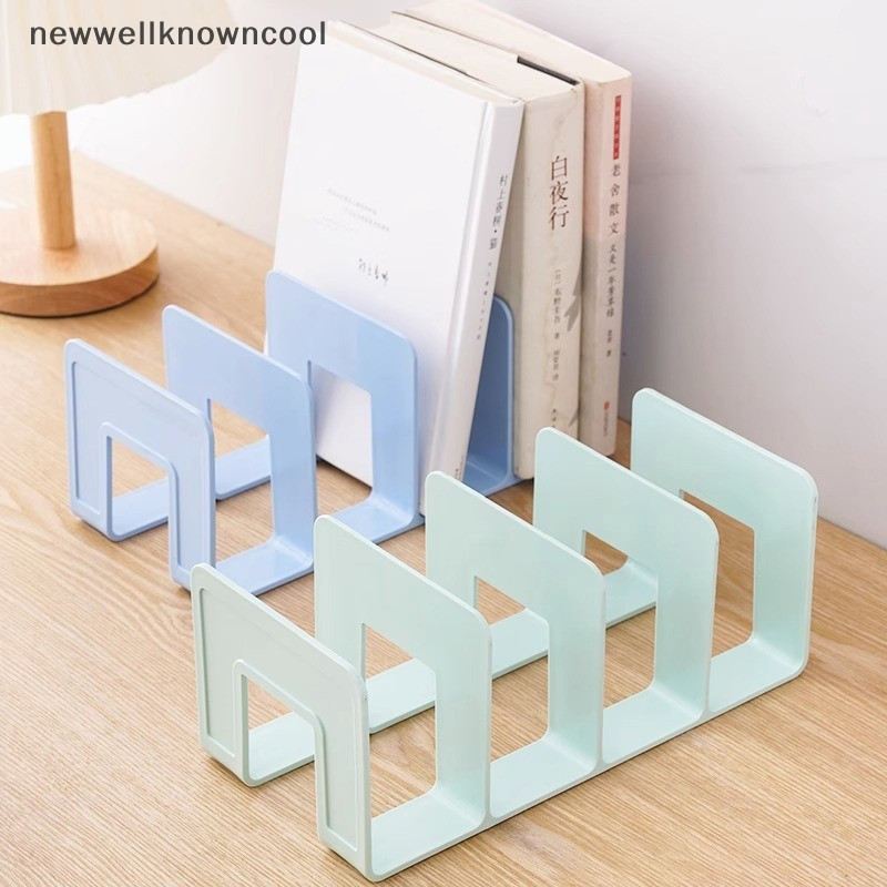Newwellknowncool 4 ตาราง Bookends ขาตั้งชั้นวางหนังสือ Desktop Decor Storage Rack Bookend ผู้ถือหนังสือโรงเรียนเครื่องเขียน Office Desktop แฟ้ม Organizer AAD