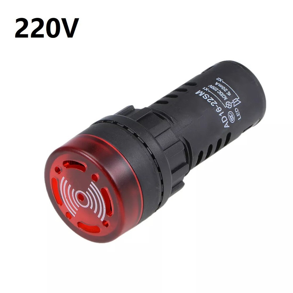 Compact Size Flash Buzzer AC/DC 12V 24V 220V Red LED Indicator Sound Light Alarm