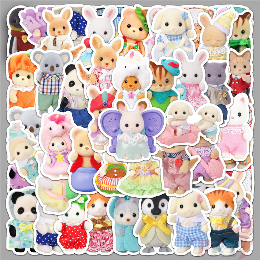 สติ๊กเกอร์ขนาดเล็ก Sylvanian Families Series 01 Calico Critters 50 ชิ้น/เซ็ตแฟชั่น DIY สติ๊กเกอร์กันน้ํา Doodle สติ๊กเกอร์
