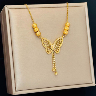 หกลูกปัดผีเสื้อสไตล์จีนเหล็กไทเทเนียมแสงหรูหราจี้กระดูกไหปลา…