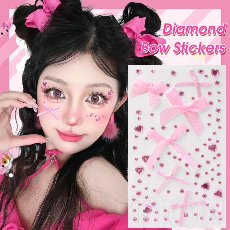 3d Shiny Diamond Face สติ๊กเกอร์ตกแต่ง - DIY Body Art ตกแต่ง - Rhinestone ริบบิ้นโบว์สติกเกอร์ - เทศกาลอุปกรณ์แต่งหน้า - สําหรับ Body, Face