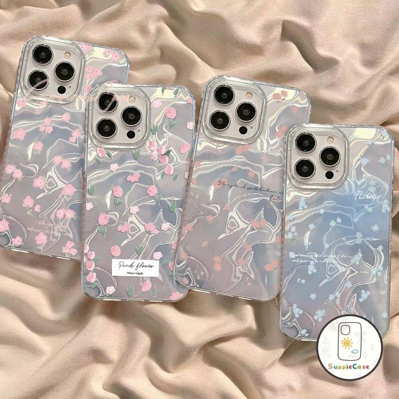 เคส iPhone 13 11 7Plus น่ารักสำหรับ iPhone 14 15 16 12 Pro Max XR XS Max X 15 7 14 8 Plus SE 2020 ดอกไม้สดไล่ระดับสีเคส