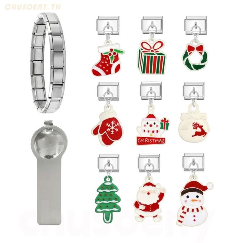 ใหม่แฟชั่นอาหารจี้คริสต์มาส Red Charm Italian Links Fit 9 มม.สร้อยข้อมือเครื่องประดับสแตนเลส DIY ทํา