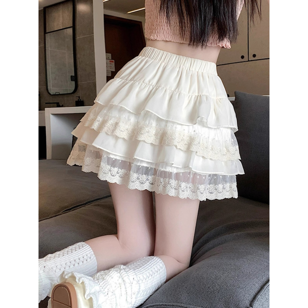 ลูกไม้เอวสูงเอวยางยืด cinching สาวเซ็กซี่เผ็ดกระโปรงสั้น