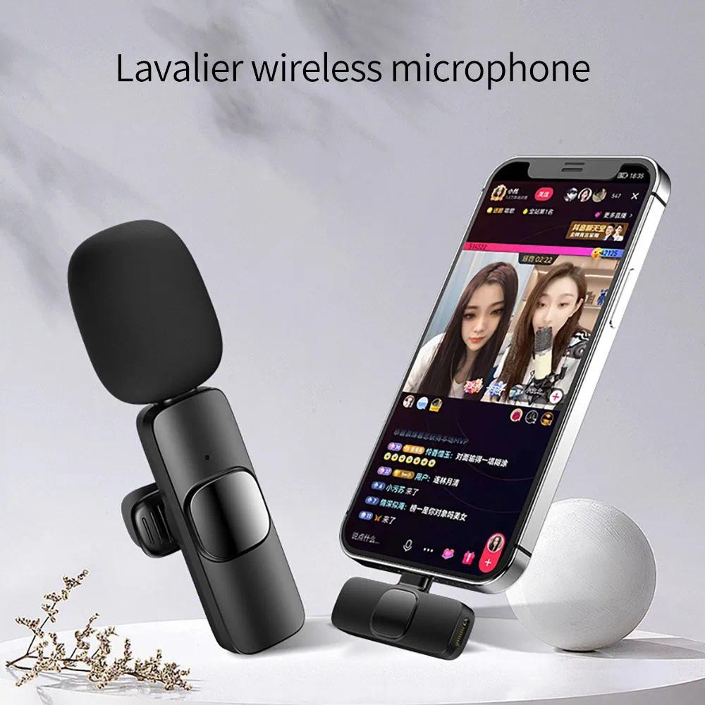 K9 ไร้สาย Lavalier ไมโครโฟนเสียงรบกวน Cancelling เสียงบันทึกวิดีโอ Mini Mic สําหรับโทรศัพท์ Android Live Broadcast เกม Mic