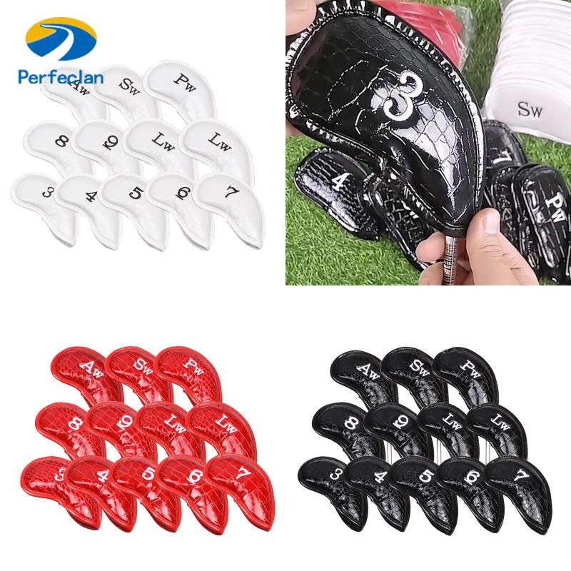 Perfeclan 12 ชิ้น PU Golf Iron Headcover ผู้หญิงผู้ชาย Accs